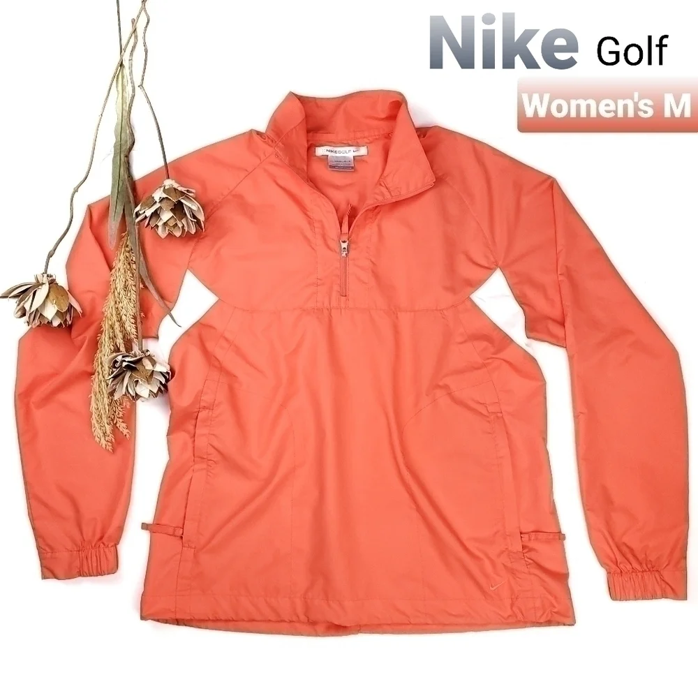 NIKE Golf Orange Wht Light Pullover Windbreaker M